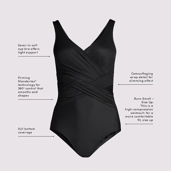 Land’s End Plus Regular tummy control Slenderize ombré one piece blue Various - Picture 5 of 6